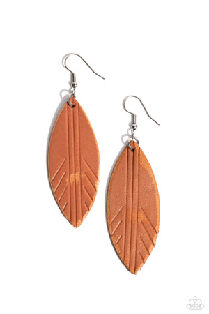 Paparazzi Leather Lounge - Brown Earrings
