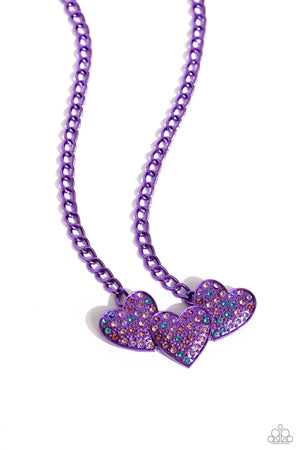 Paparazzi Low-Key Lovestruck - Purple Necklace & Lovestruck Lineup Purple Bracelet