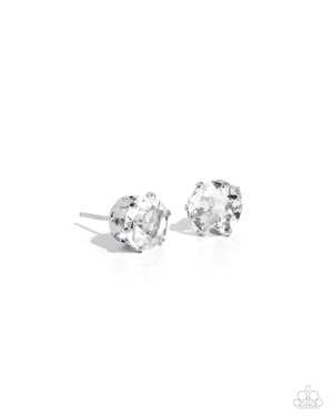 Paparazzi Breathtaking Birthstone - White Post Earrings (April)