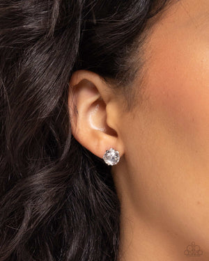 Paparazzi Breathtaking Birthstone - White Post Earrings (April)