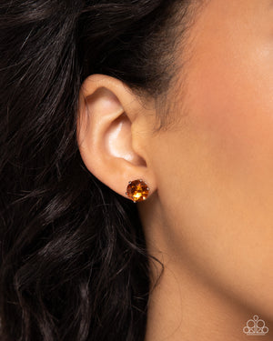 Paparazzi Breathtaking Birthstone - Orange Post Earrings (November)