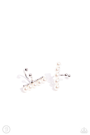 Paparazzi CUFF Love - White Cuff Earrings