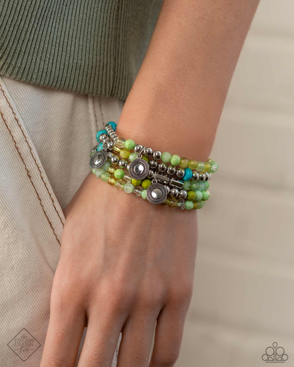 Paparazzi Poignant Pairing - Green Bracelet