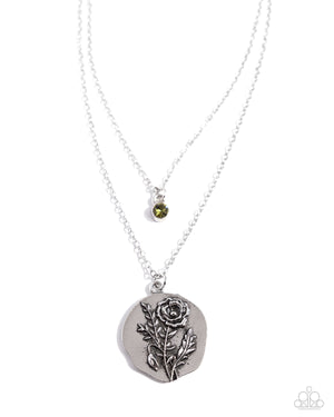 Paparazzi Birthstone Beauty - Green Necklace (August)