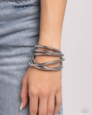 Paparazzi Stacked Severity - Silver Bracelet