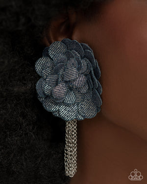 Paparazzi Dauntless Denim - Blue Earrings