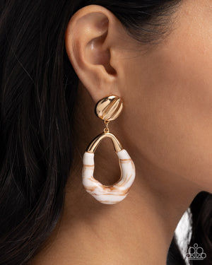 Paparazzi High-Sheen Swirls - Gold Earrings