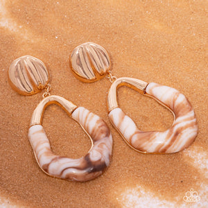 Paparazzi High-Sheen Swirls - Gold Earrings