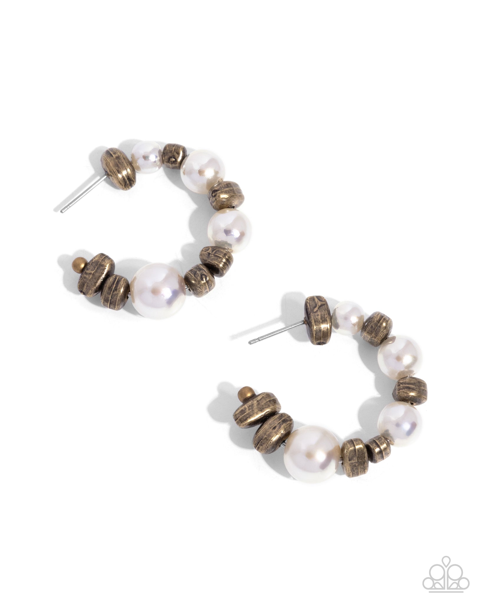 Paparazzi Playful Pearls - Brass Earrings