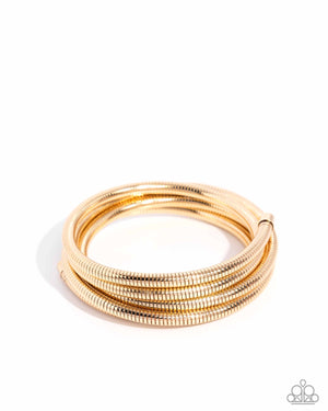 Paparazzi Coiled Command - Gold Bracelet