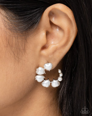 Paparazzi Castle Courting - White Earrings