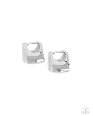 Paparazzi Square Symmetry - Silver Earrings