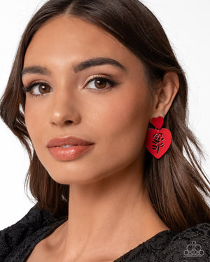 Paparazzi Showstopping Silhouette - Red Earrings