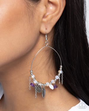 Paparazzi Feathered Fringe - Purple Earrings