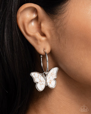 Paparazzi Melodic Mariposa - White Earrings