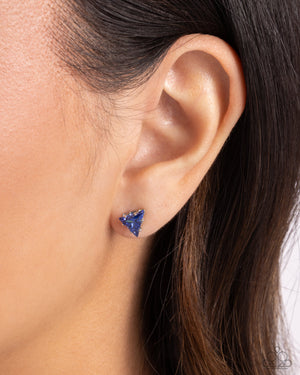 Paparazzi Triangular Twinkle - Blue Earrings