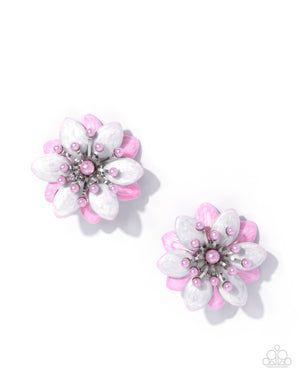 Paparazzi Dimensional Dowry - Pink Earrings