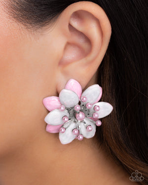 Paparazzi Dimensional Dowry - Pink Earrings