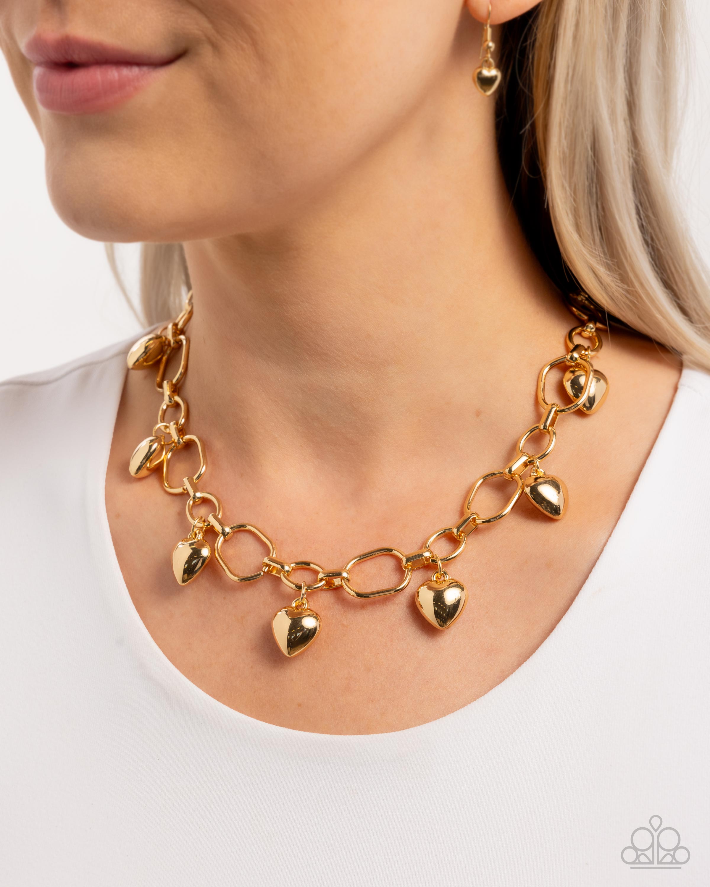 ★SENTIMENTS★ NO.427 [GOLD] NECKLACE Paparazzi Hey Lover - Gold Necklace
