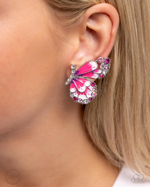 Paparazzi Decadent Descent - Pink Clip-On Earrings