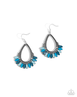 Paparazzi Pronged Pattern - Blue Earrings