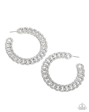 Paparazzi Life of the Party Exclusive July 2024 - Interlocked Icing White Earrings