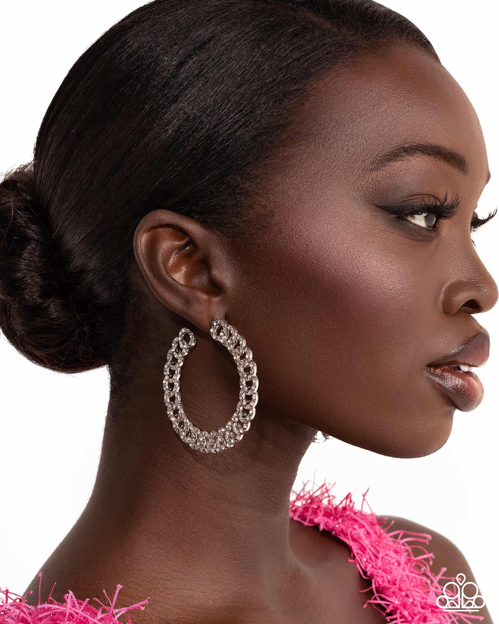 Paparazzi Life of the Party Exclusive July 2024 - Interlocked Icing White Earrings