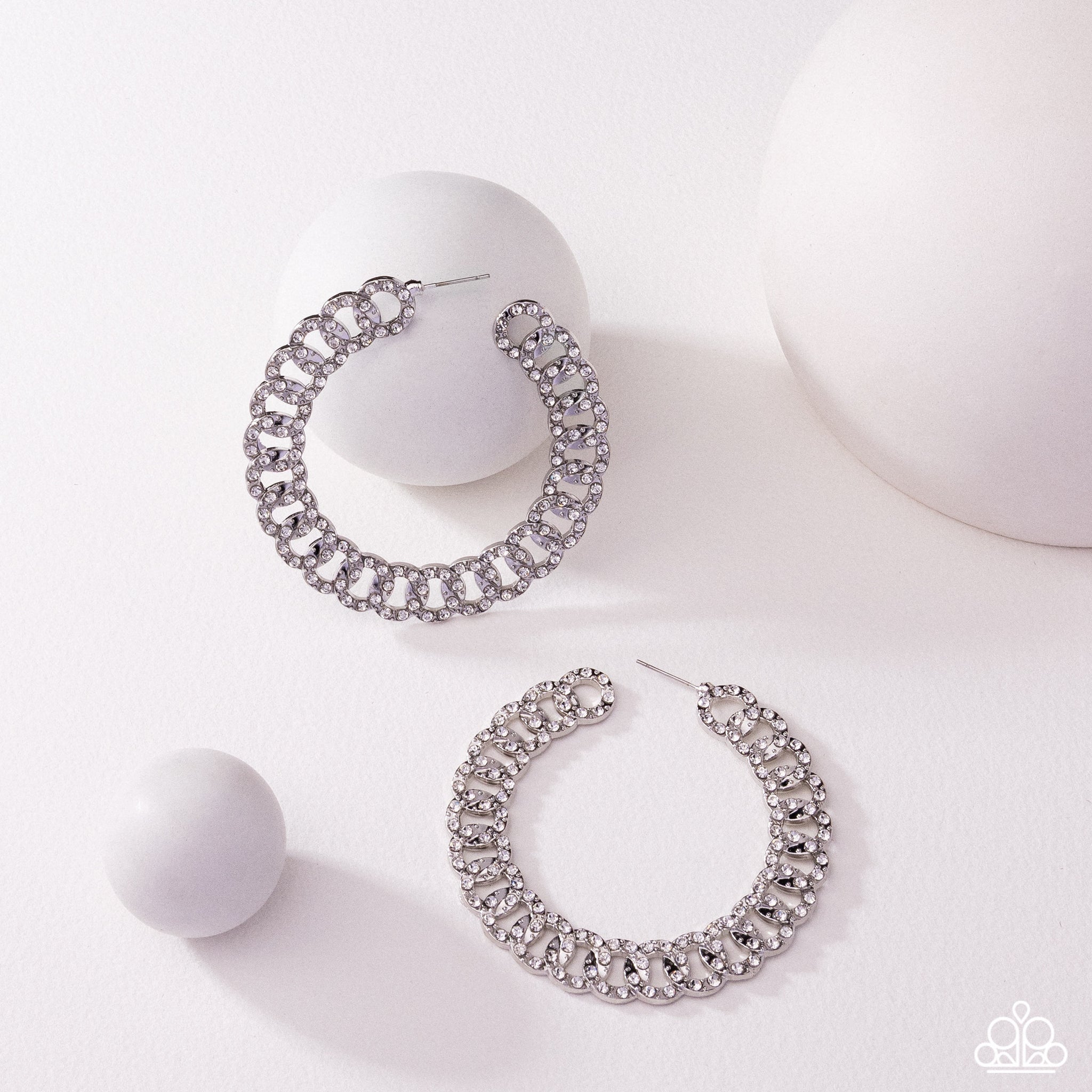 Paparazzi Life of the Party Exclusive July 2024 - Interlocked Icing White Earrings