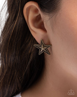 Paparazzi Staunch Studs - Brass Earrings