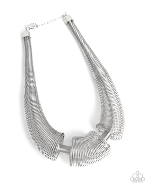 Paparazzi Carefree Coils - Silver Necklace