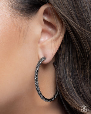 Paparazzi Coiled Class - Black Earrings
