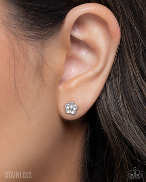 Paparazzi Impending BLOOM - Silver Earrings