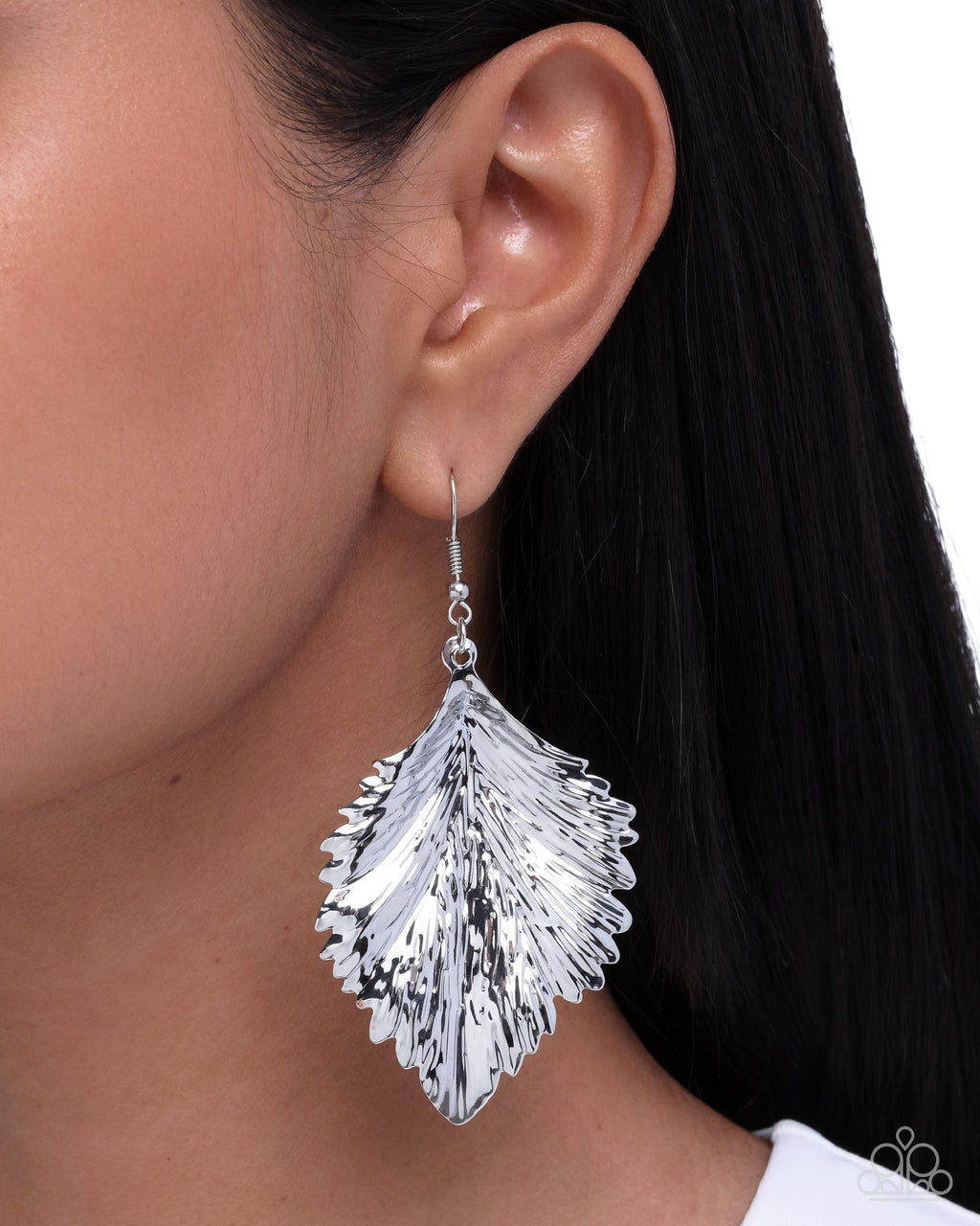 Paparazzi Feathered Flair - Silver Earrings