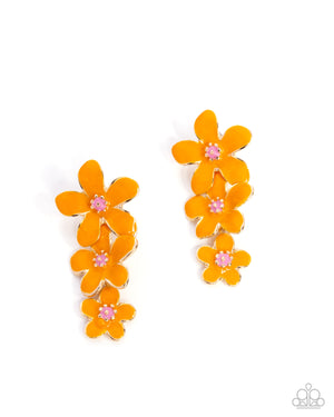 Paparazzi Crack of BLOOM - Orange Earrings