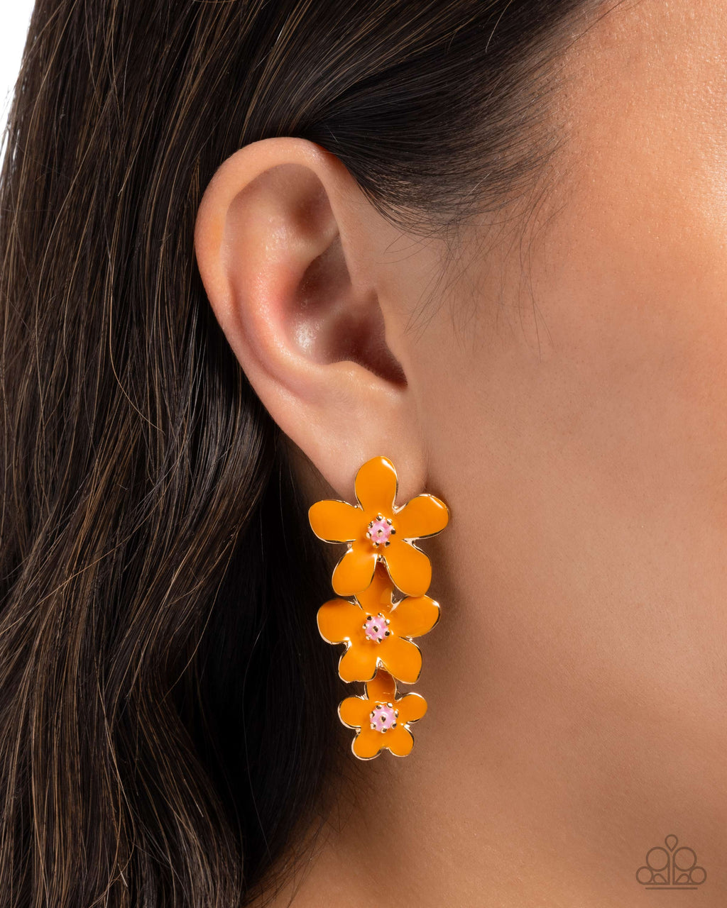 Paparazzi Crack of BLOOM - Orange Earrings