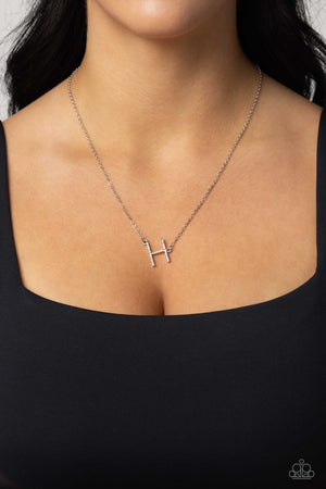 Paparazzi Initially Yours - Silver Necklace (Letter H)