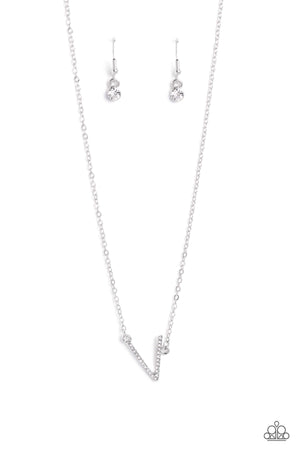 Paparazzi Initially Yours - Silver Necklace (Letter V)
