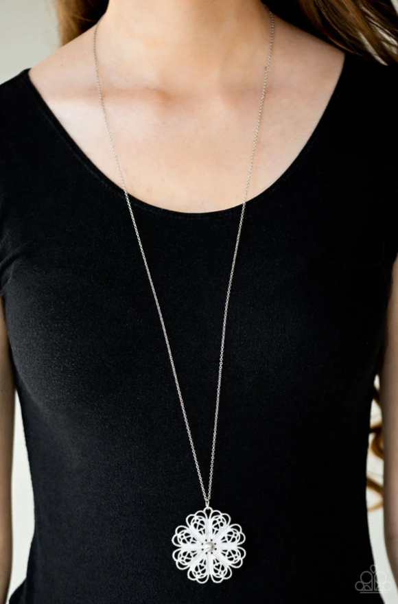 Paparazzi Spin Your PINWHEELS - White Necklace