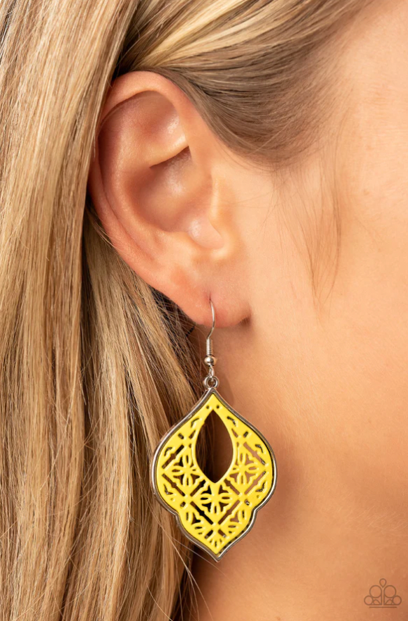 Paparazzi Thessaly Terrace - Yellow Earrings