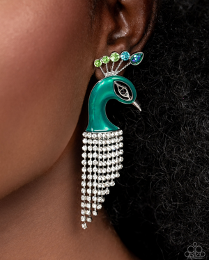 Paparazzi Life of the Party Exclusive December 2024 - Pampered Peacock Green Earrings