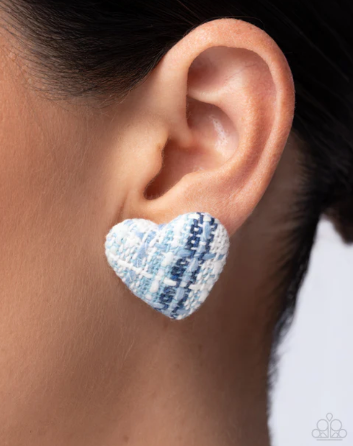Paparazzi Sweetheart Stitching - Blue Post Earrings