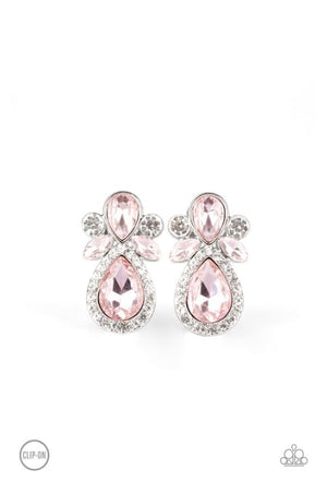 Paparazzi Celebrity Crowd - Pink Clip-On Earrings - Spellbound Jewelz