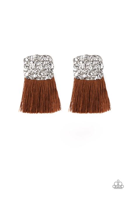 Paparazzi Plume Bloom - Brown Earrings - Spellbound Jewelz