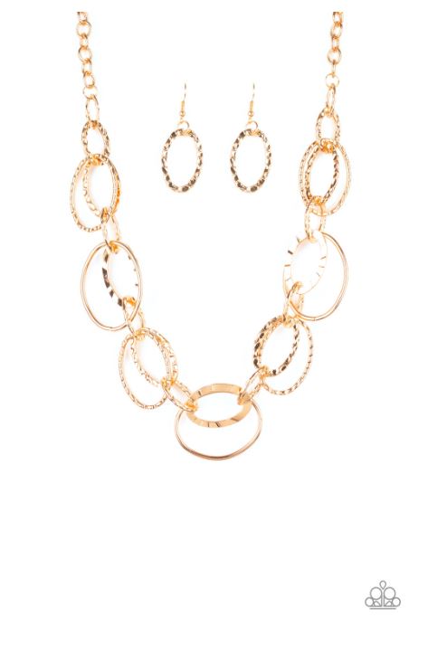 Paparazzi Bend OVAL Backwards - Gold Necklace - Spellbound Jewelz