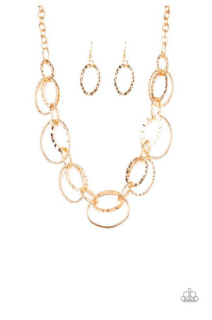 Paparazzi Bend OVAL Backwards - Gold Necklace - Spellbound Jewelz