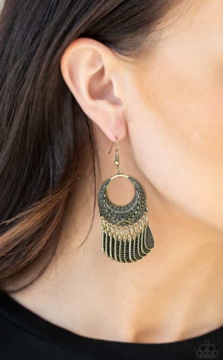 Paparazzi Mesa Majesty - Brass Earrings - Spellbound Jewelz