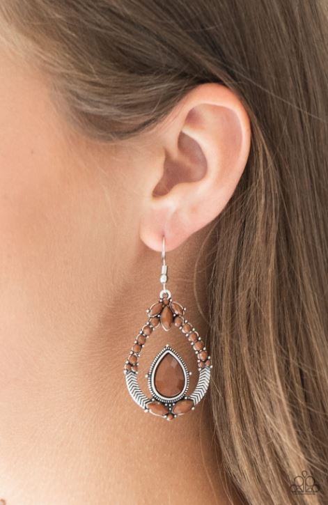 Paparazzi Vogue Voyager - Brown Earrings - Spellbound Jewelz