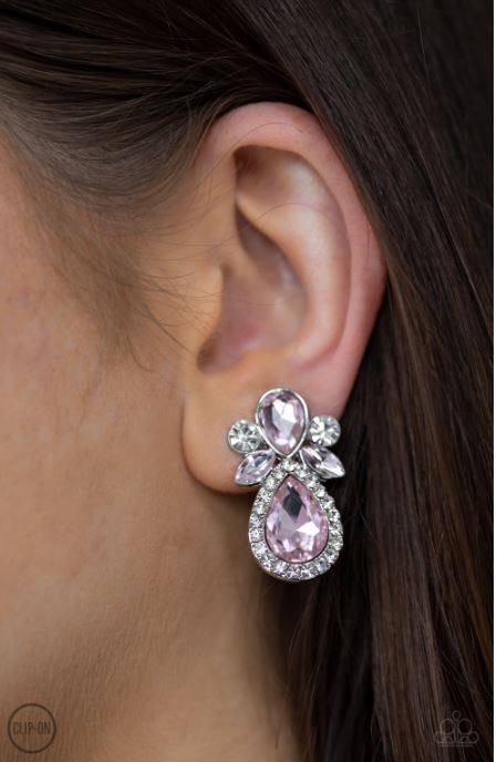 Paparazzi Celebrity Crowd - Pink Clip-On Earrings - Spellbound Jewelz