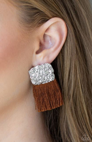 Paparazzi Plume Bloom - Brown Earrings - Spellbound Jewelz