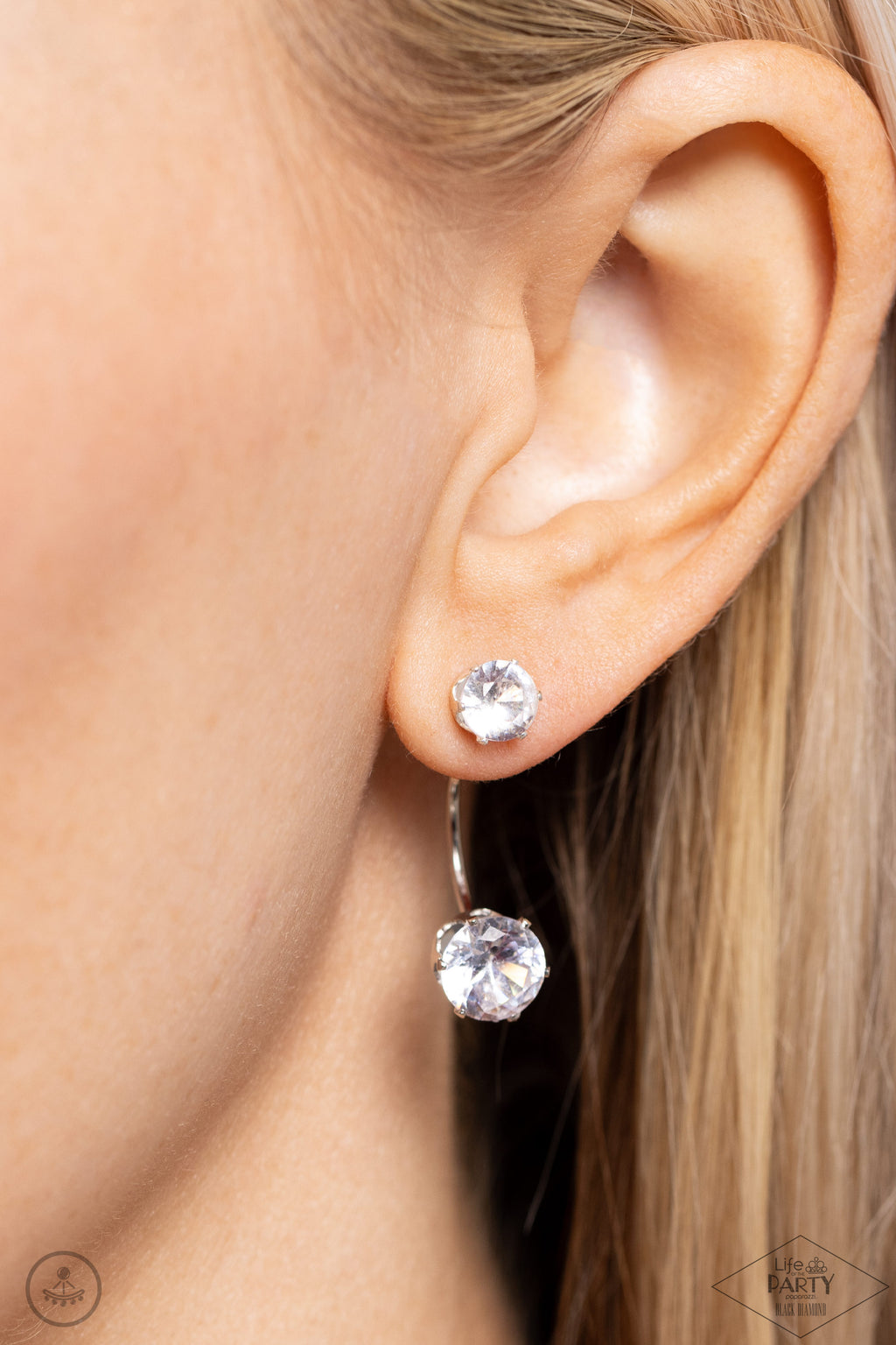 Paparazzi Starlet Squad - White Double-Sided Post Earrings